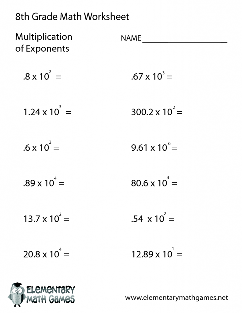 8th grade math problems worksheet