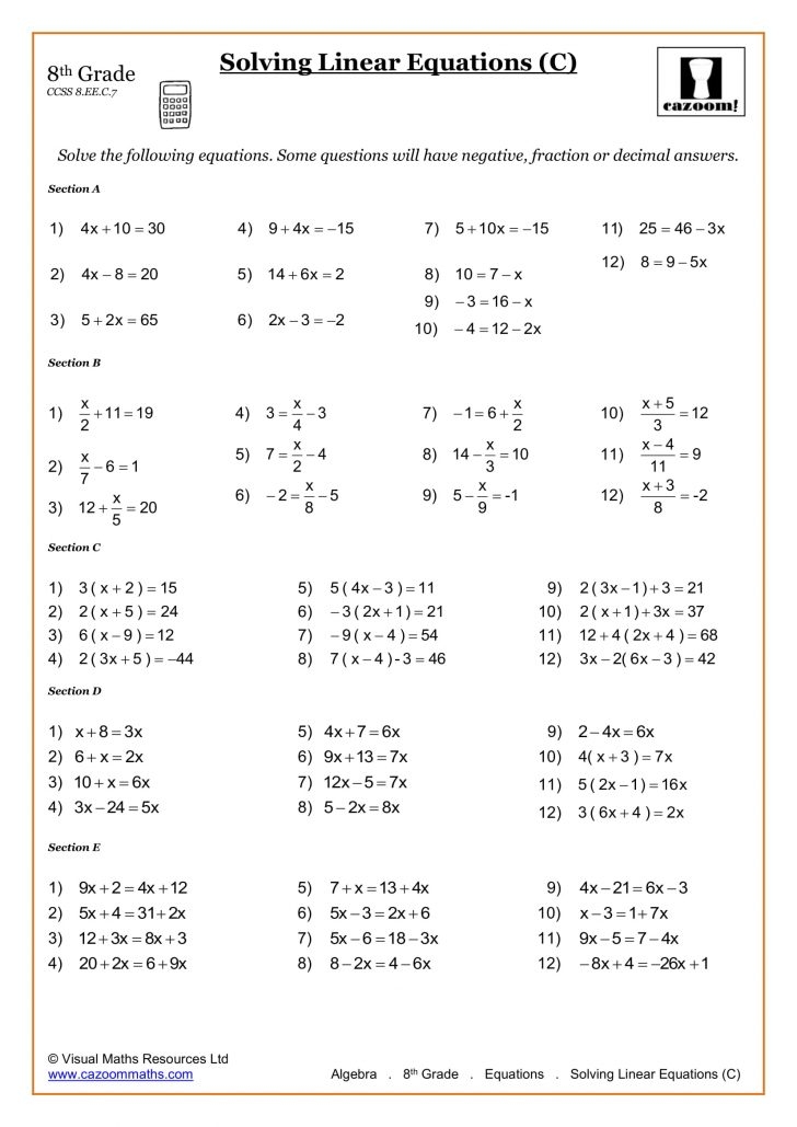 8th Grade Math Worksheets Printable PDF Worksheets Times Tables 