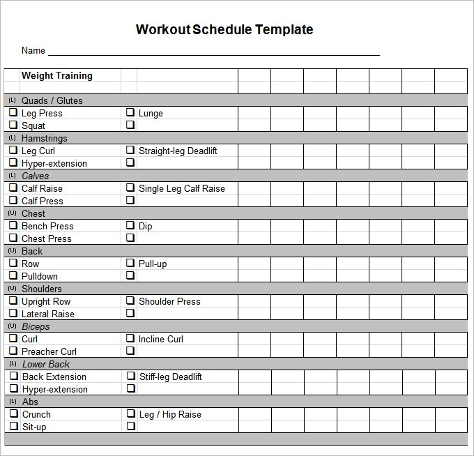 template for fitness plan