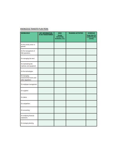 9 Knowledge Transfer Plan Templates In PDF MS Word