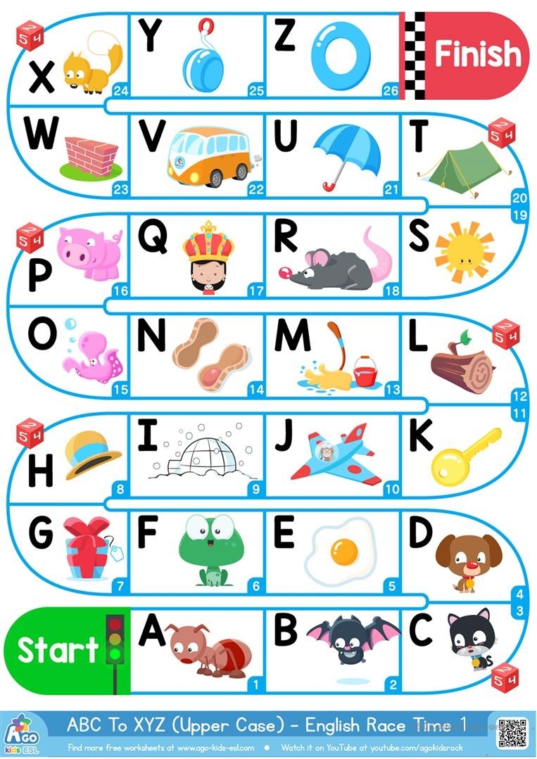 A Z Upper Case Alphabet Esl Board Game Worksheet Free Esl Free 