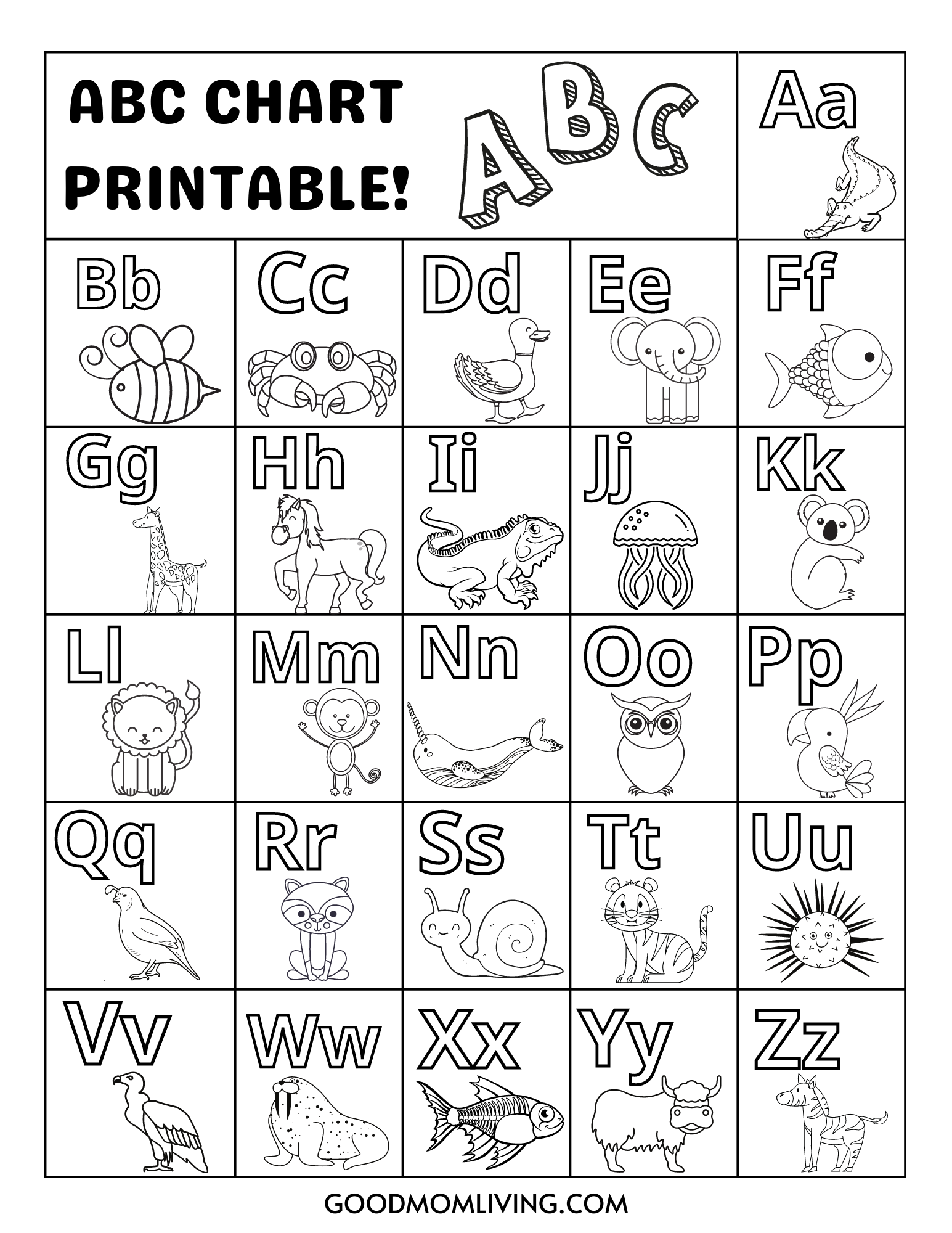 ABC Chart For Kids Free Printable ABC Alphabet Chart Good 53 OFF