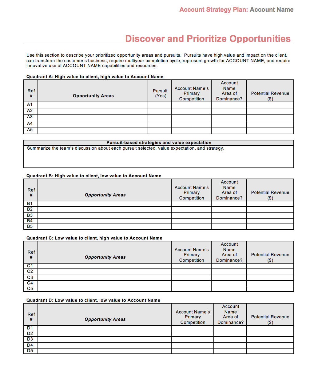 Account Plan Template Excel