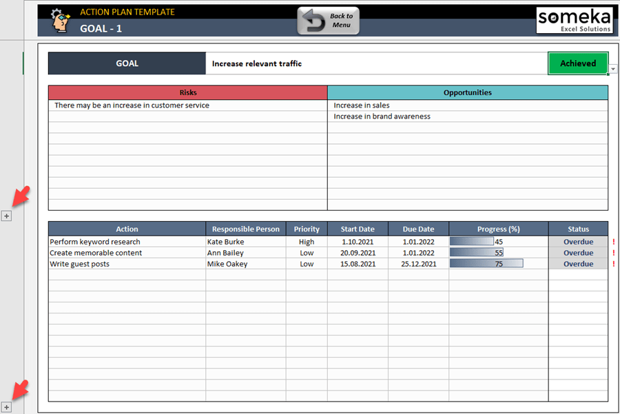 action plan excel template
