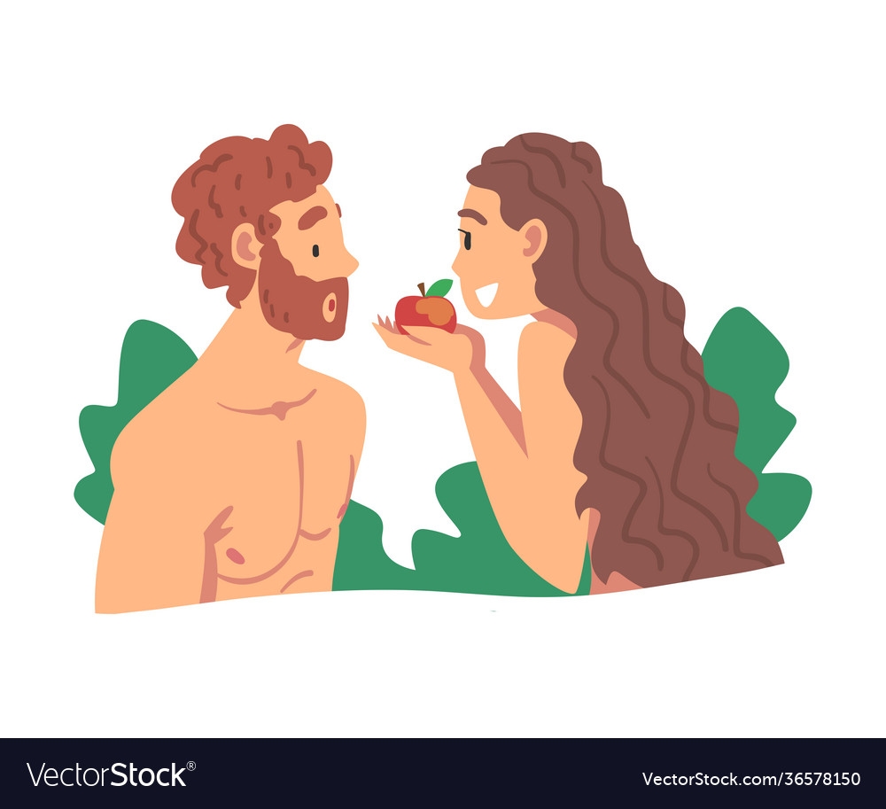 Adam And Eve Partaking Forbidden Fruit Royalty Free Vector