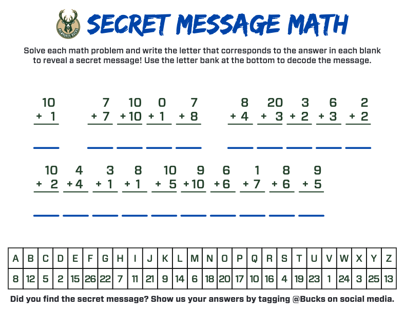 get the message math worksheet