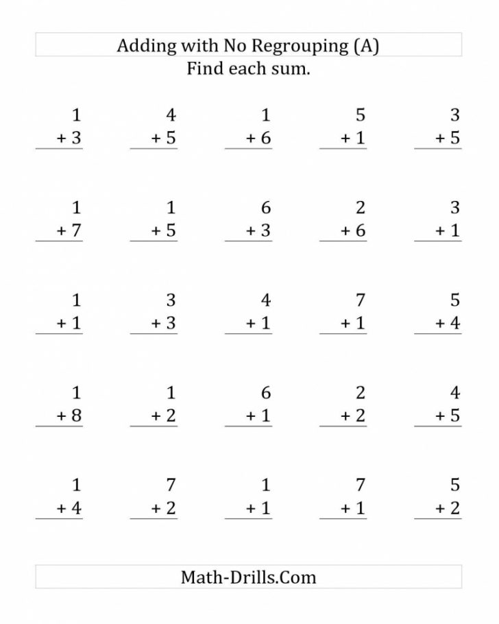 Addition Worksheets One Digit Math Worksheets Printable