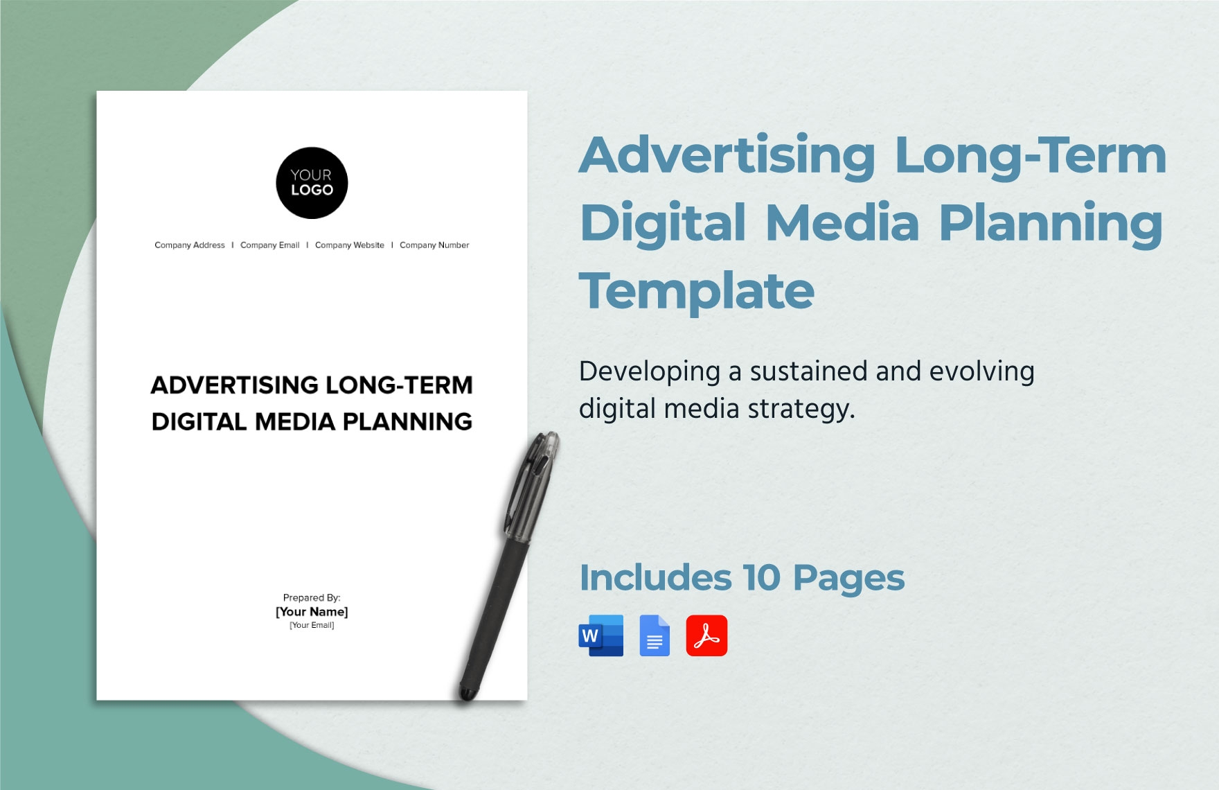 Advertising Long Term Digital Media Planning Template In PDF Word