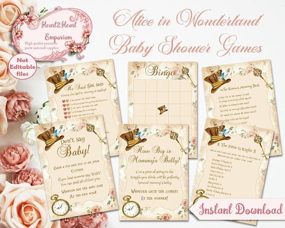 Alice In Wonderland Baby Shower Games Printable Games Bingo Who