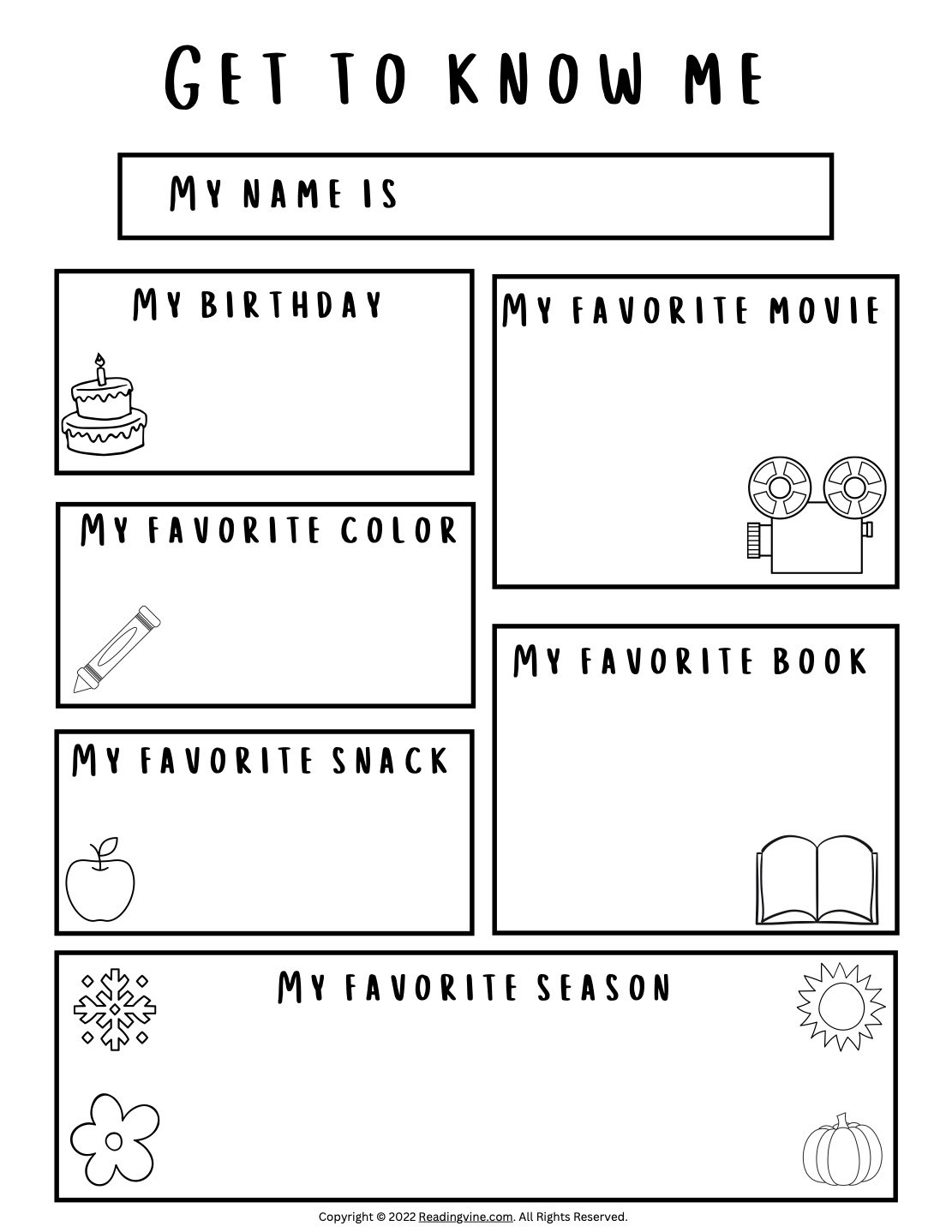 free printable all about me activities