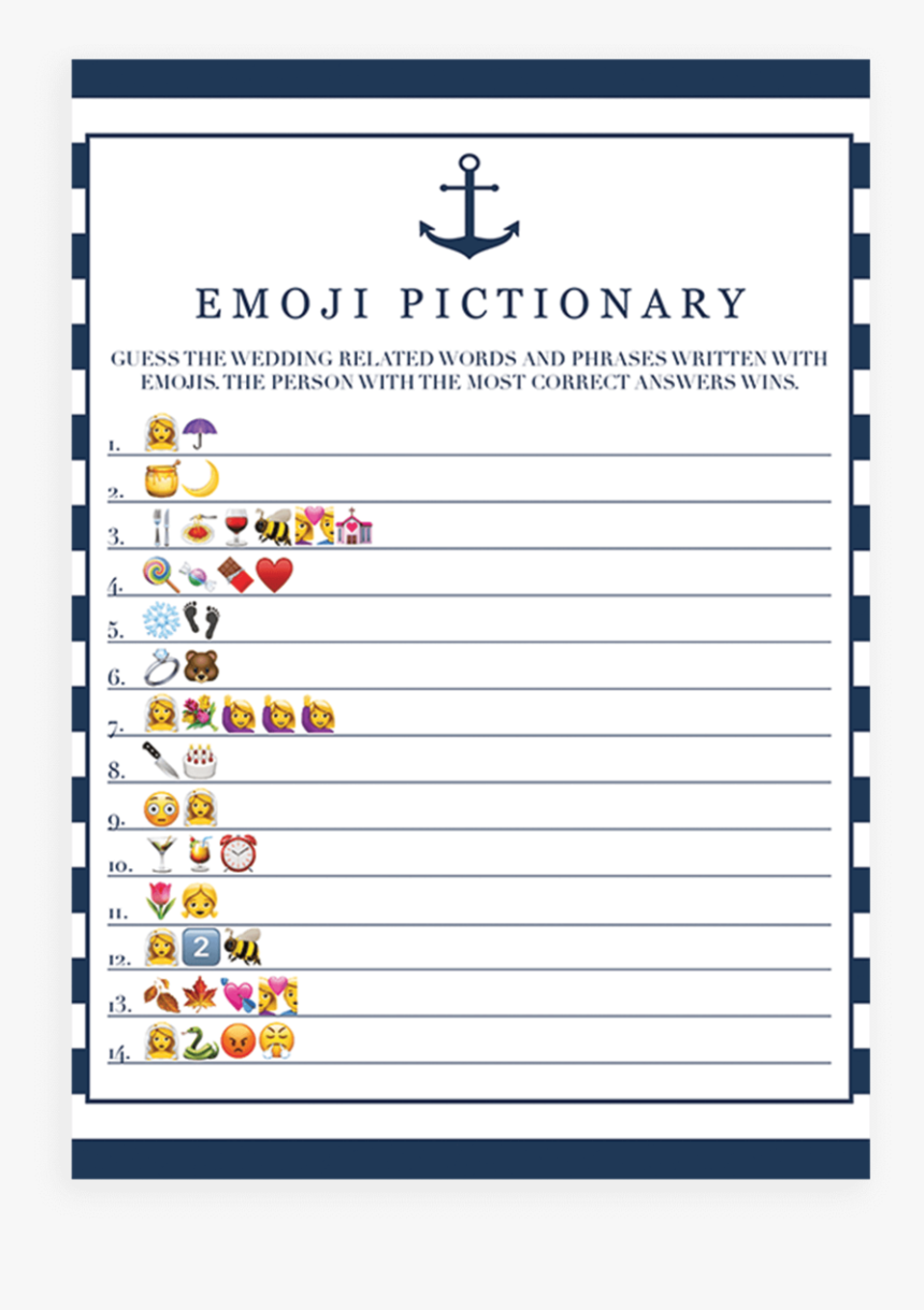 Anchor Bridal Shower Emoji Pictionary Game Printable Free Printable 