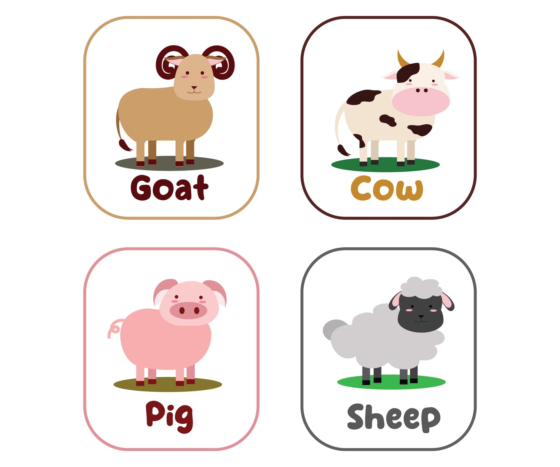 animal picture cards free printable