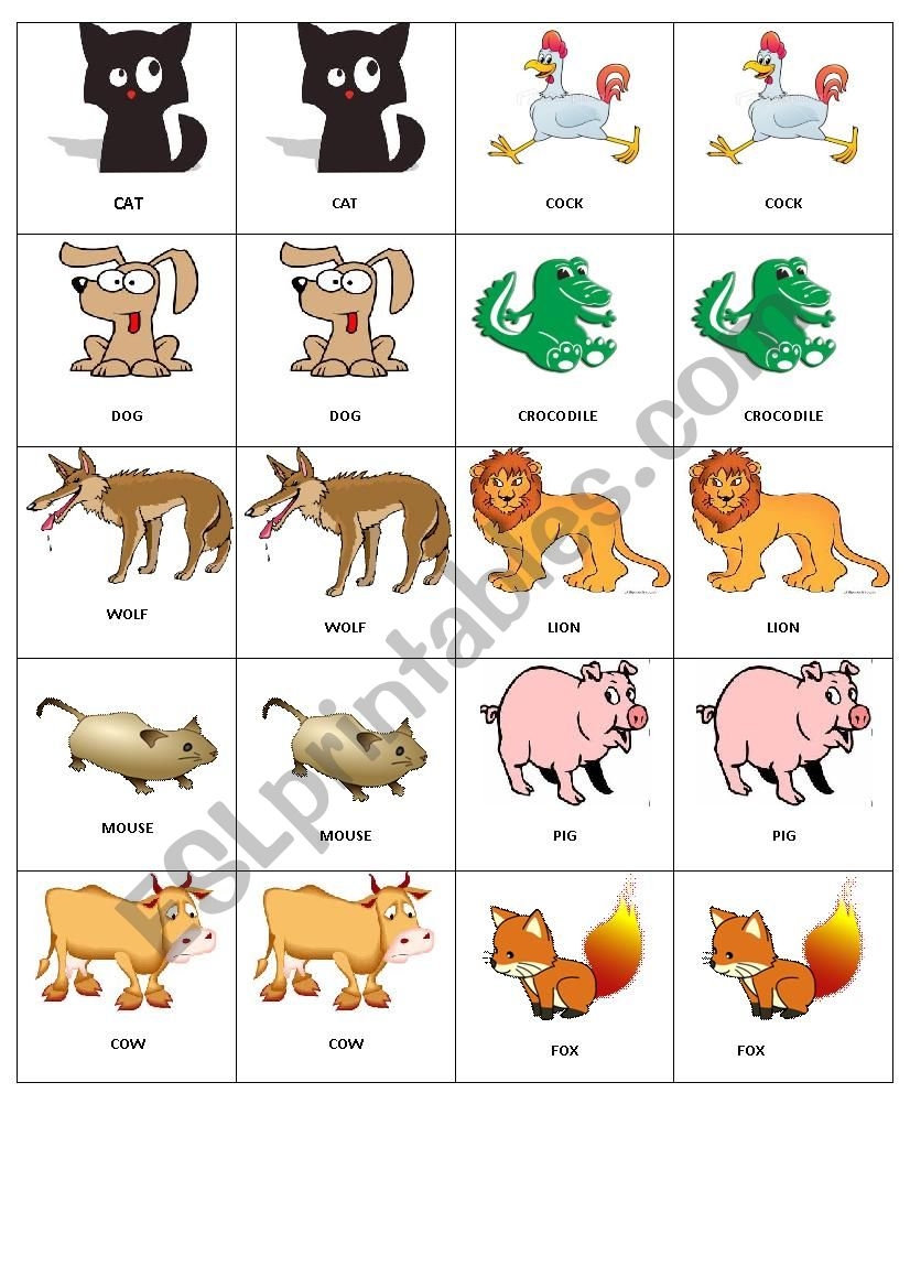 free printable animal memory game
