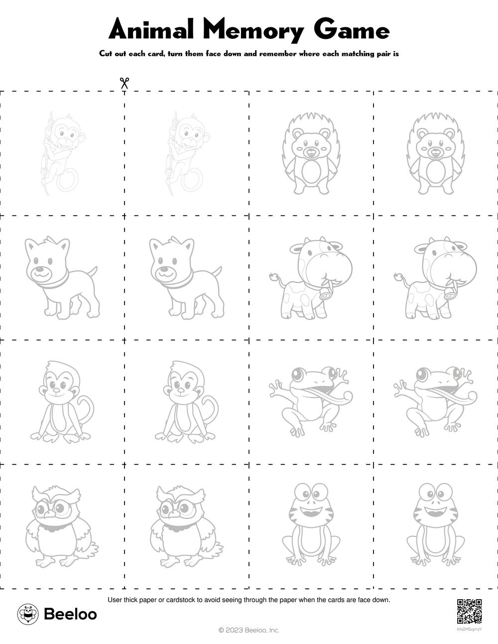 Animal Memory Game Beeloo Printable Crafts For Kids KN2M5qmzY 