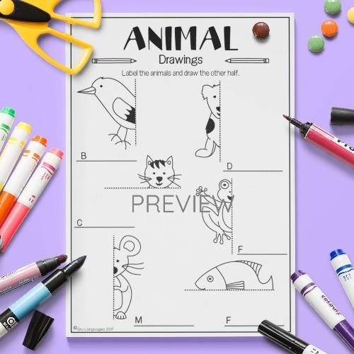 Animals Draw The Other Half Activity Fun ESL Worksheet
