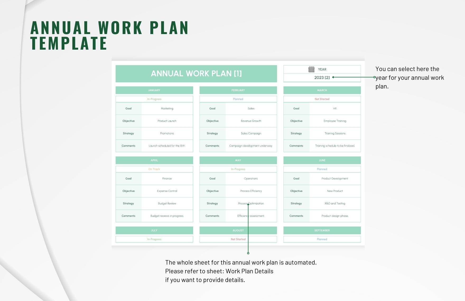 Annual Work Plan Template In Excel Google Sheets Download Template