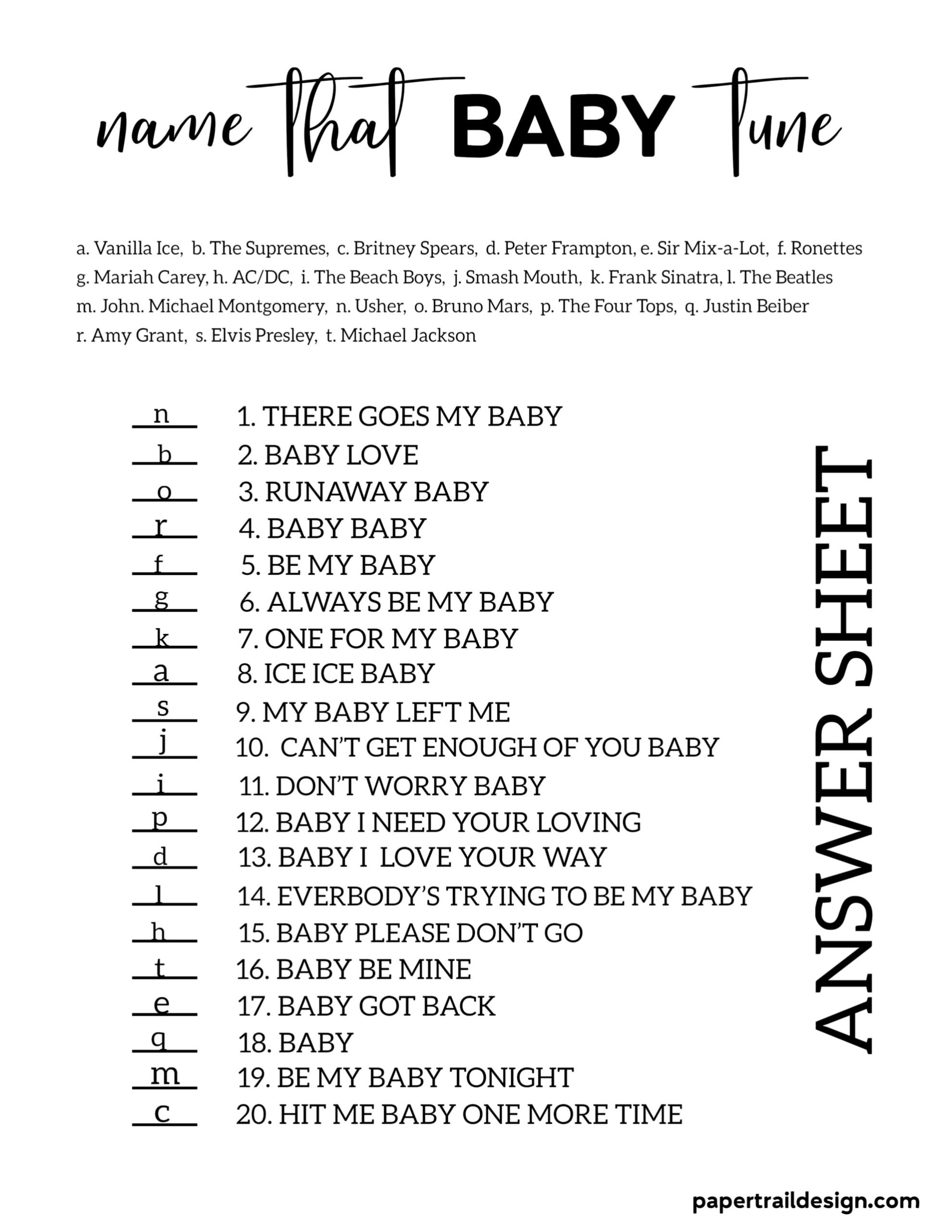 free printable baby shower games baby animals answers