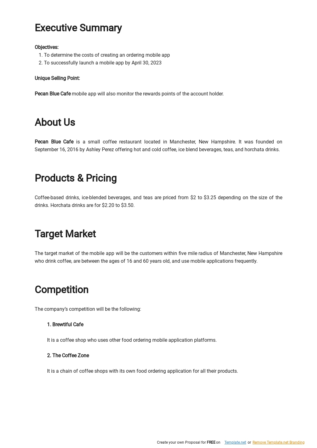 App Business Plan Template Google Docs Word Apple Pages PDF 