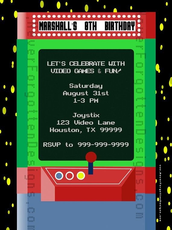 Arcade Birthday Invitations Printable