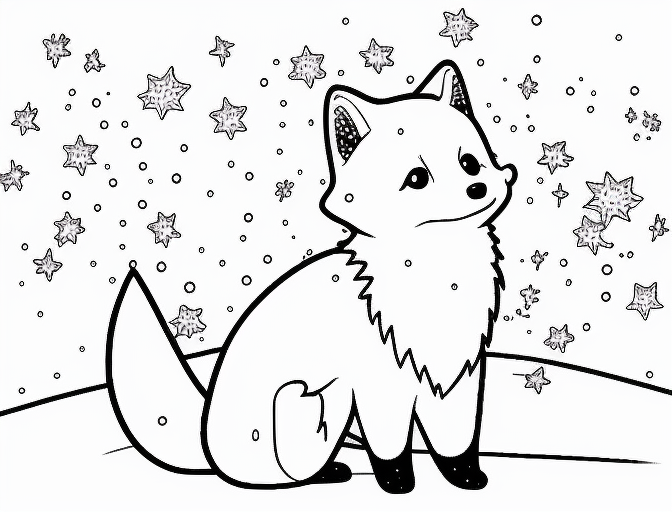 Arctic Fox Printable Coloring Sheet Coloring Page