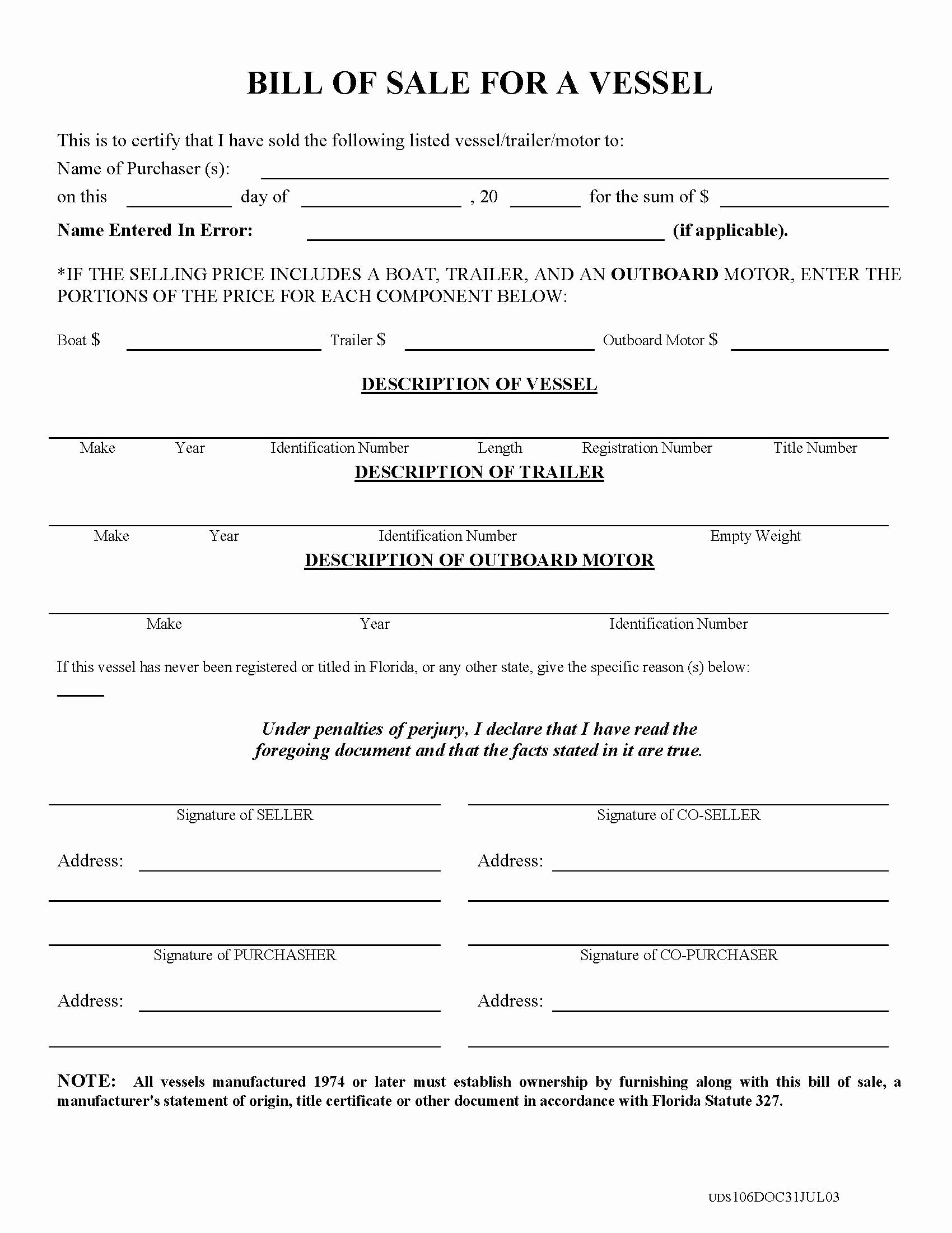 Az Printable Boat Form For Selling Boat Printable Forms Free Online