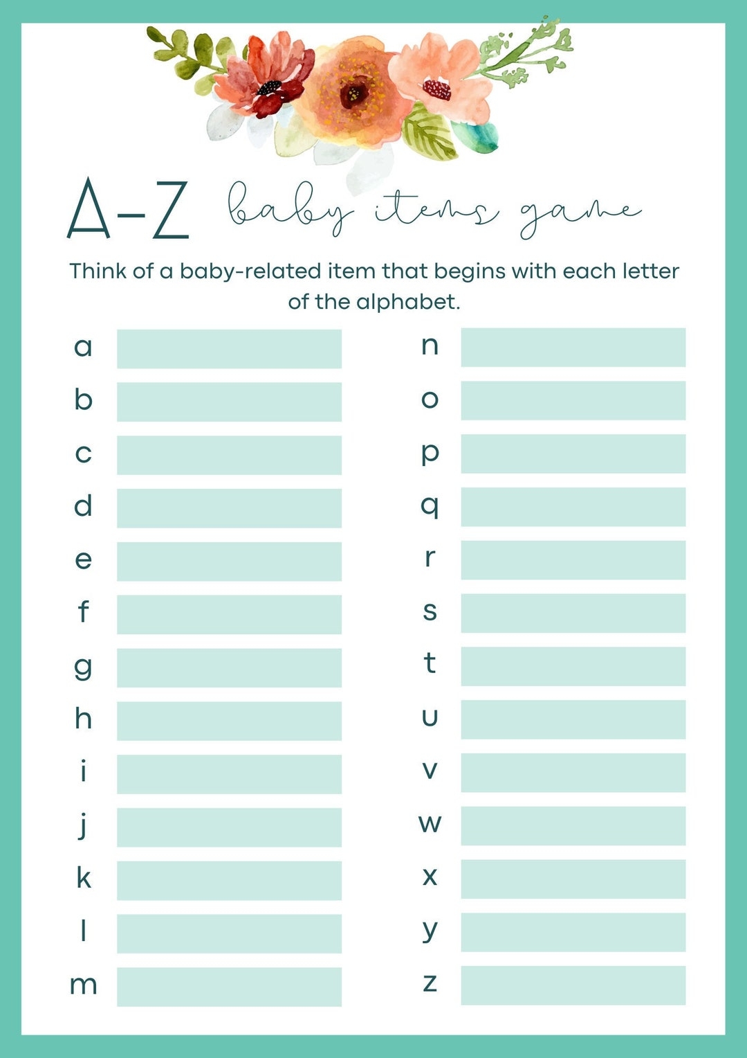 free printable baby shower games etsy