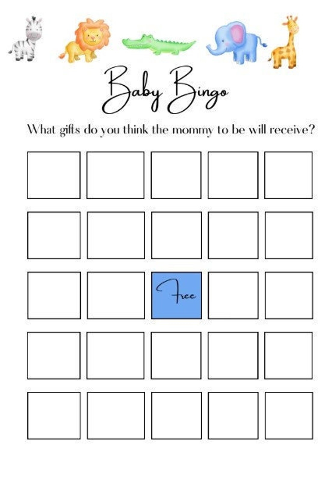 free printable baby shower games baby animals