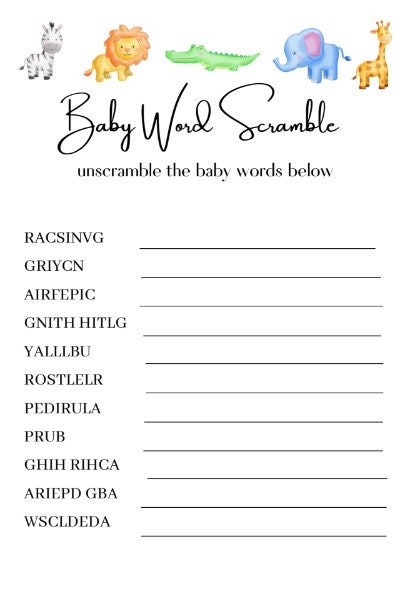 Baby Animals Baby Shower Games Printable Baby Shower Games Bundle