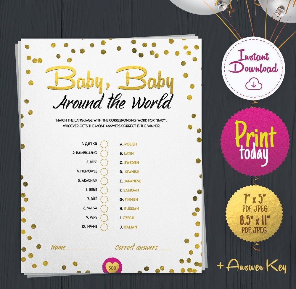 Baby Around The World Baby Shower Game Printable Etsy Baby Name 