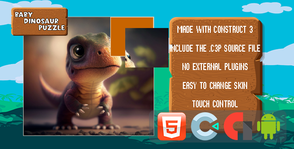 Baby Dinosaur Puzzle Template For Construct 3 Code market