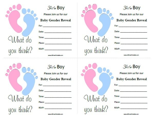 Baby Gender Reveal Invitations Free Printable