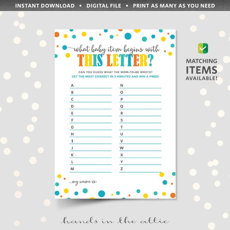 Baby Guessing Game Template