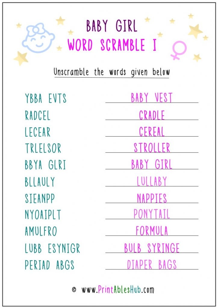 Baby Scramble Printable Worksheets 13 Free Printable Baby Shower Word