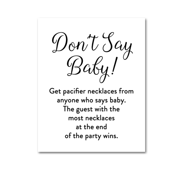 Baby Shower Elegant Simple Black And White Game Don 39 t Say Baby