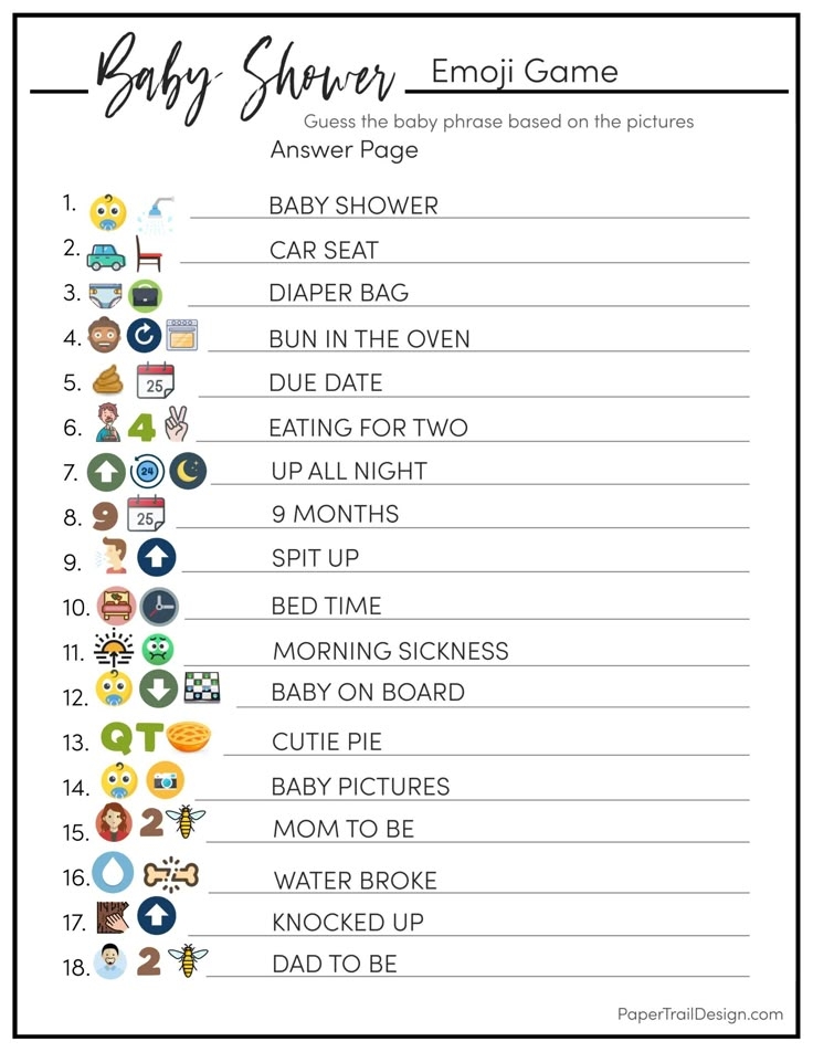 Baby Shower Emoji Game Paper Trail Design