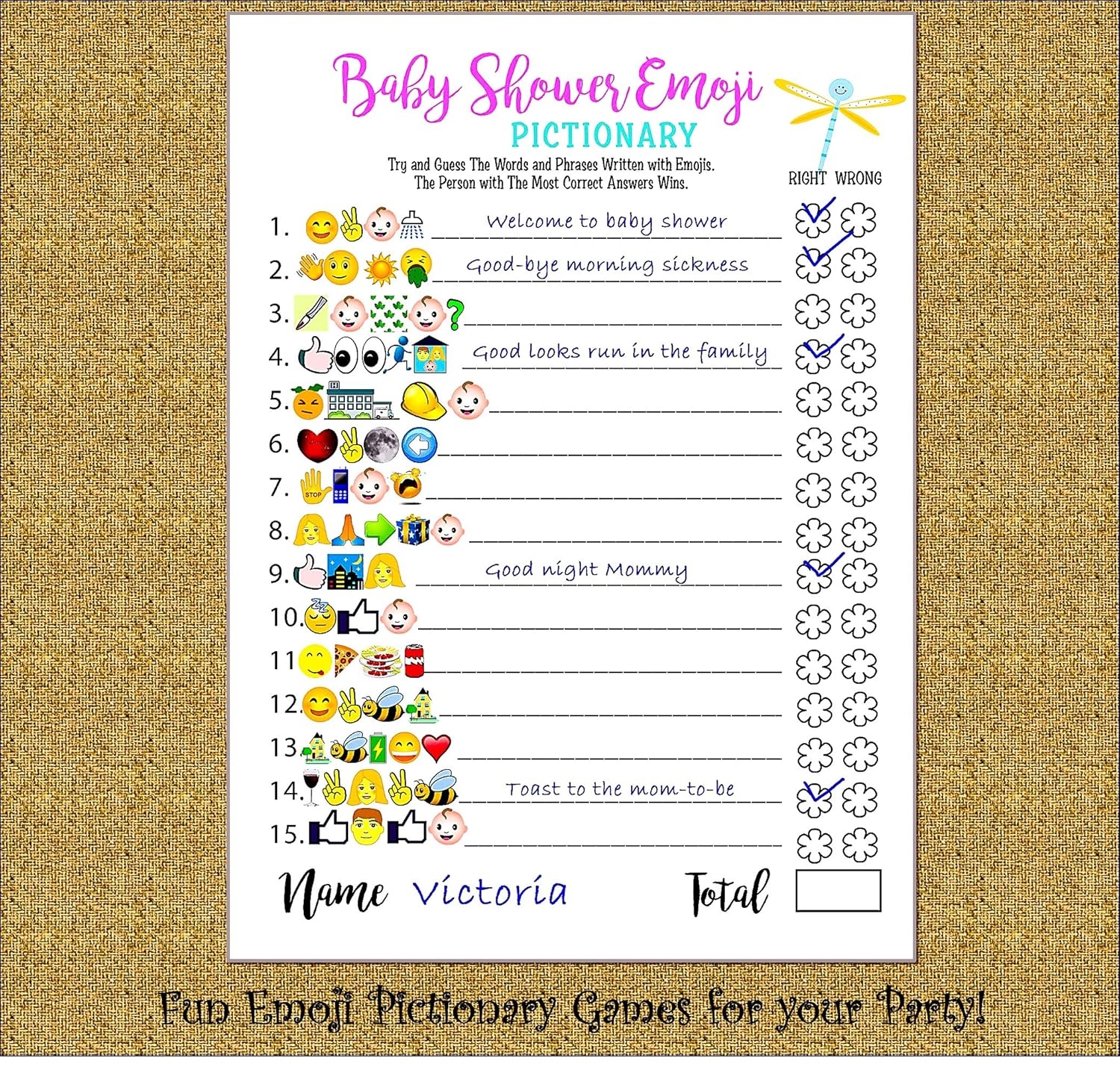Baby Shower Emoji Pictionary Game Answers Free Printable Baby Shower