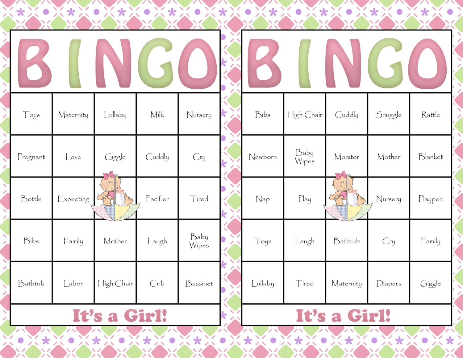 free printable baby bingo shower games