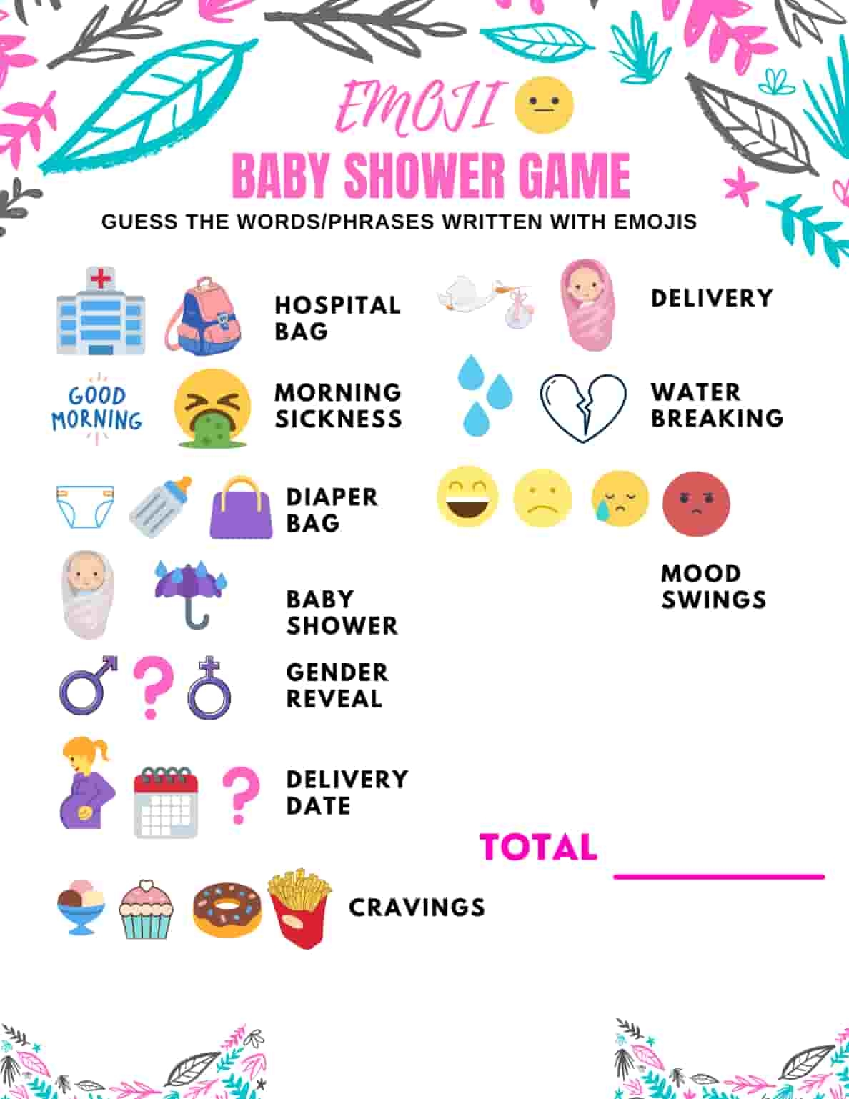Baby Shower Games Baby Shower Game Printable Emoji Pictionary Baby