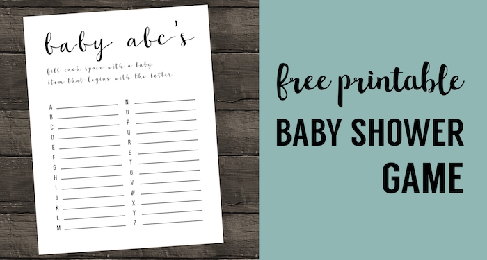 Baby Shower Games Ideas ABC Game Free Printable Paper Trail Design