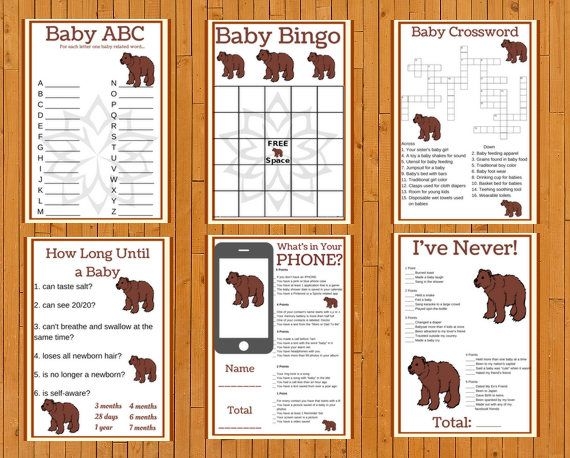 Baby Shower Games Printable Package Brown Bear Theme Baby Printable