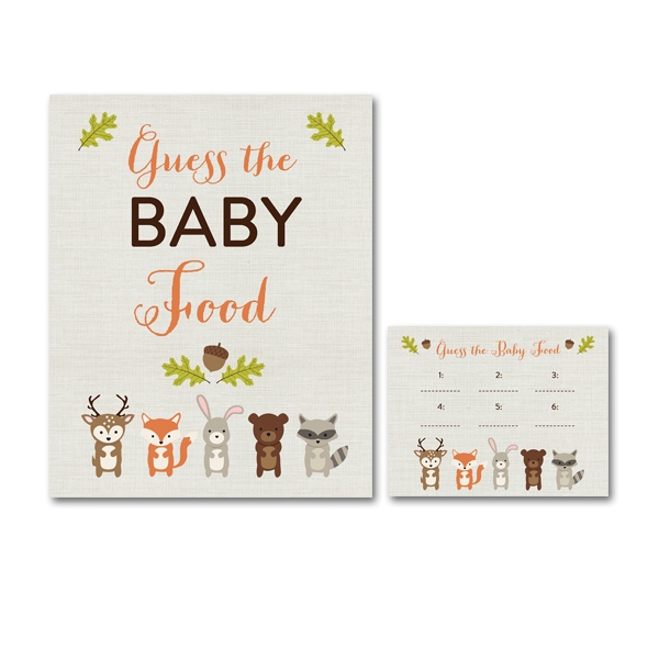 Baby Shower Woodland Fox Forest Animals Game Guess The Baby Food 