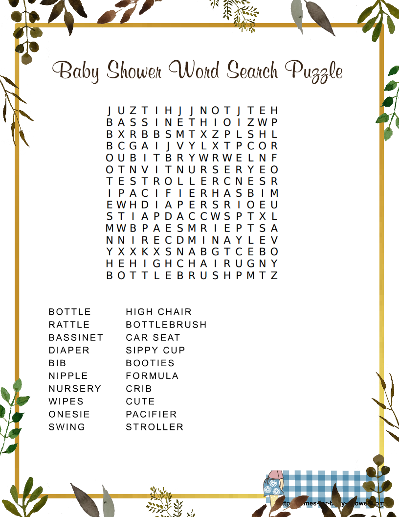 Baby Shower Word Search Game Printable Word Search Maker