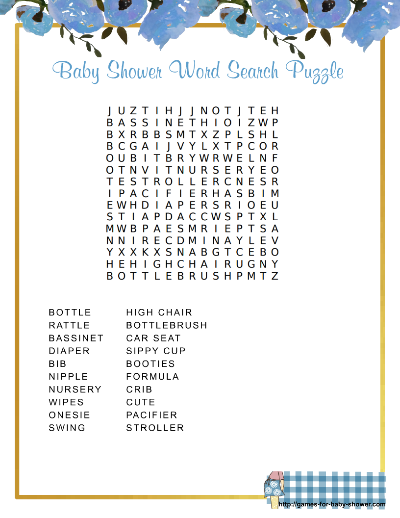 Baby Shower Word Search Game Printable Word Search Maker