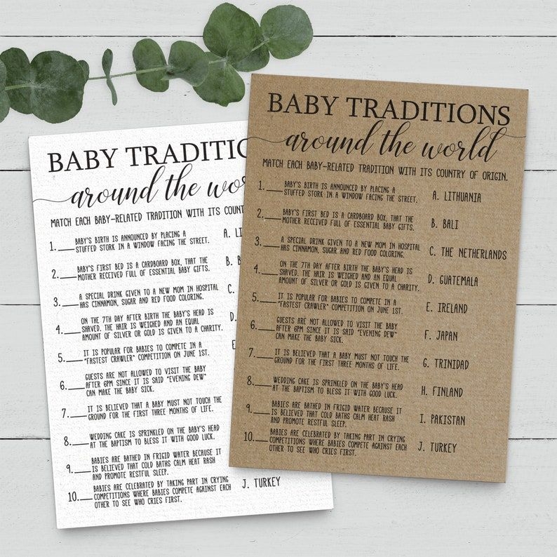 Baby Traditions Around The World Baby Shower Game Baby Etsy In 2022