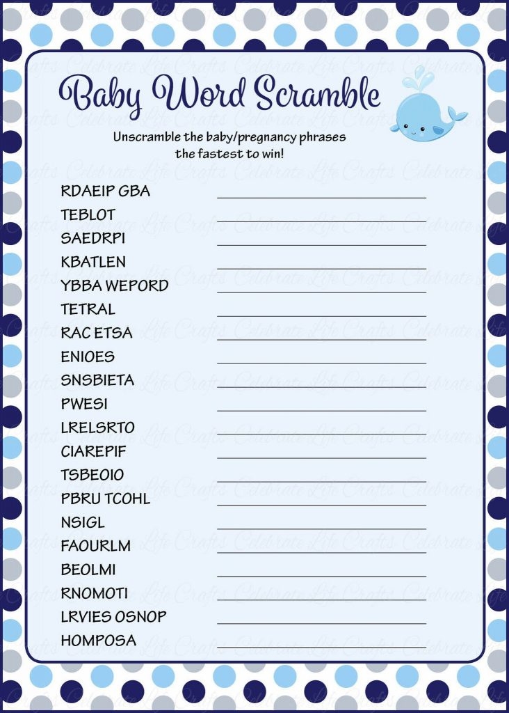 free printable baby word scramble game