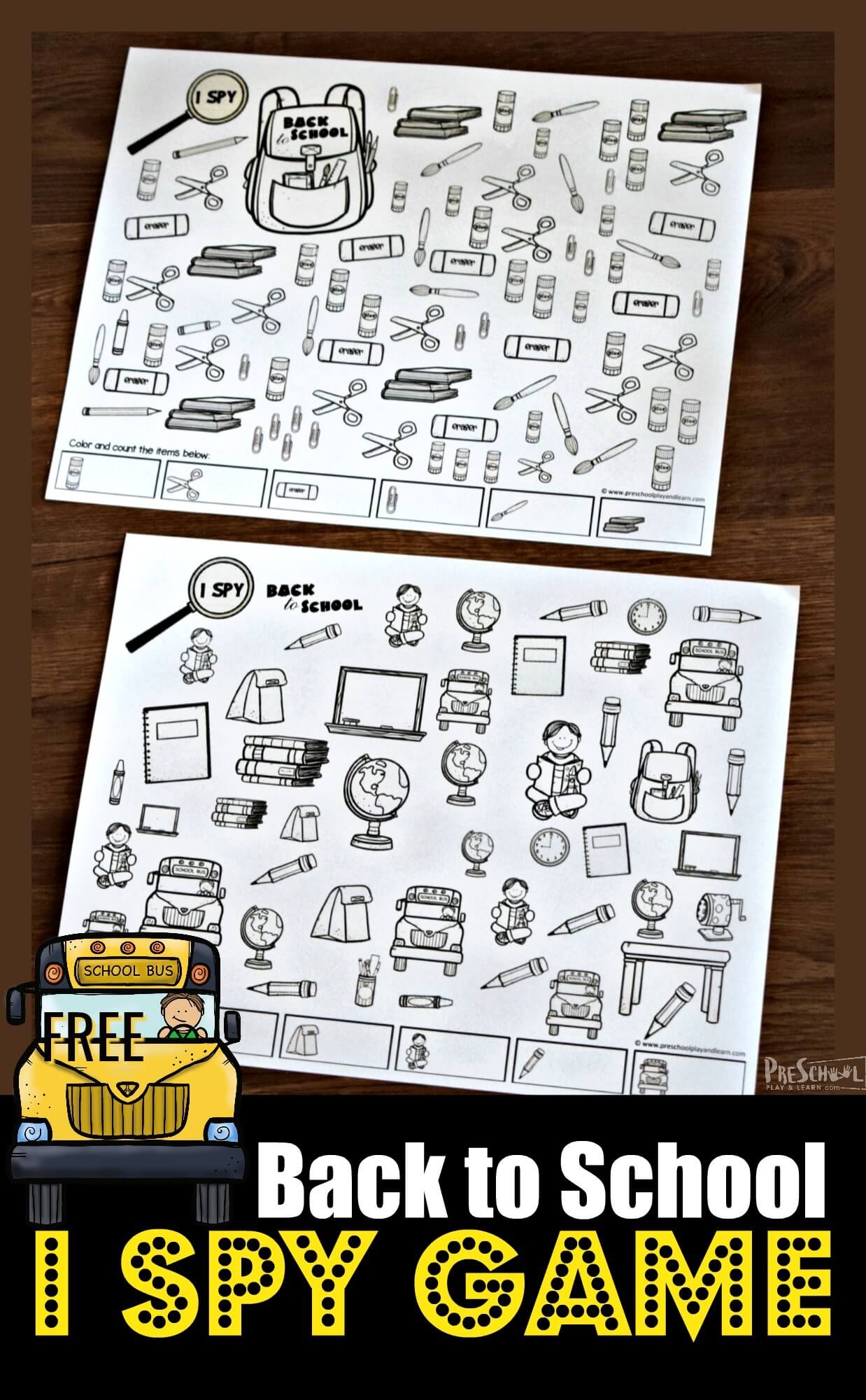 Back To School I Spy Printable