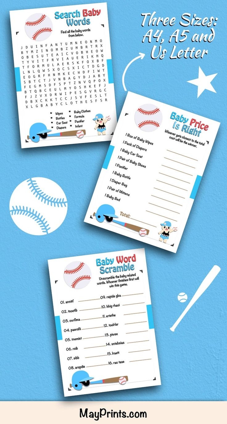 free printable baseball baby shower games