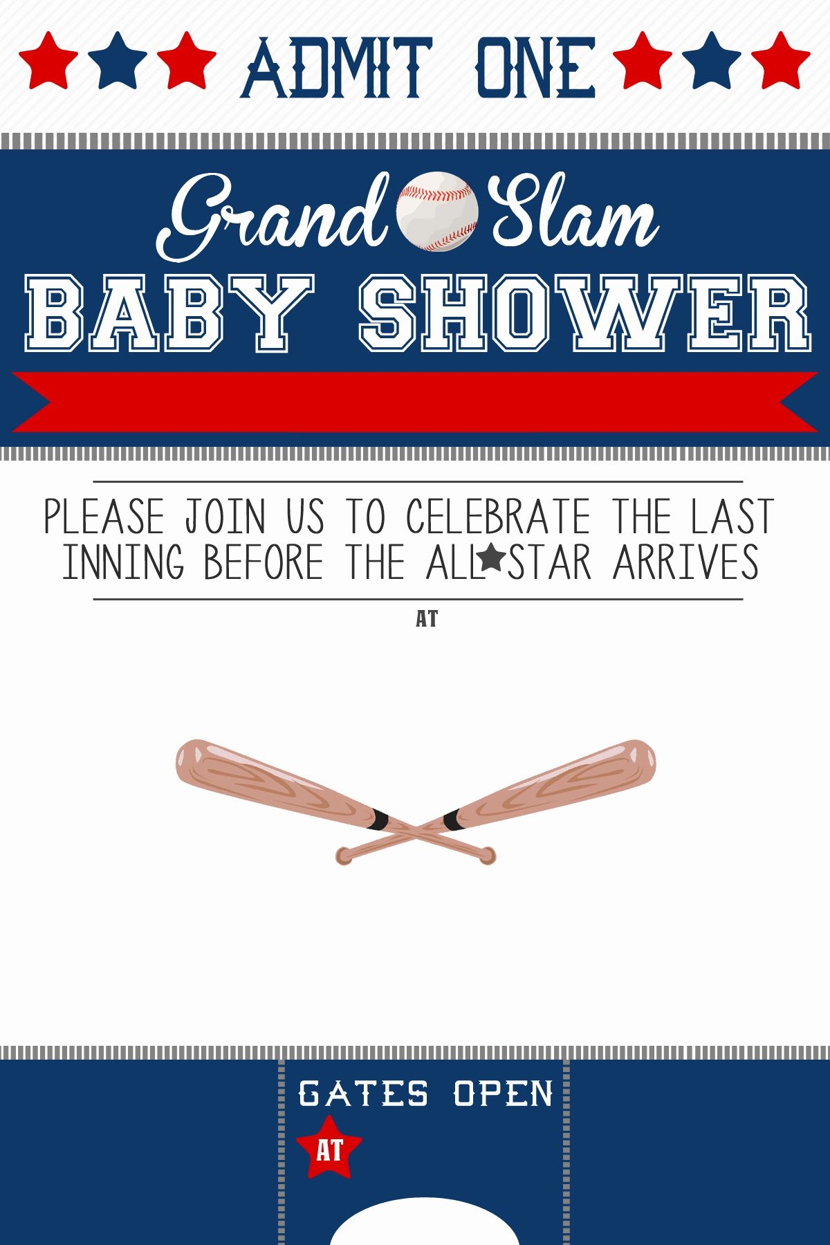 Baseball Baby Shower Invitations Printable
