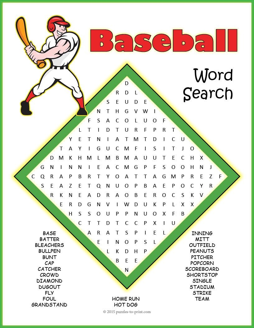 baseball printable activities