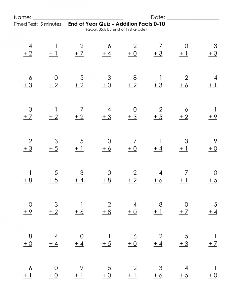 Basic Math Facts Worksheets Learning Printable